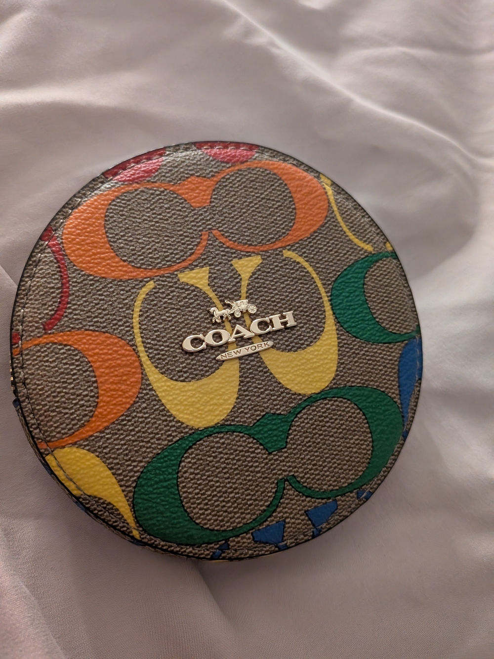 COACH Multicolor Signature Round Coin Case